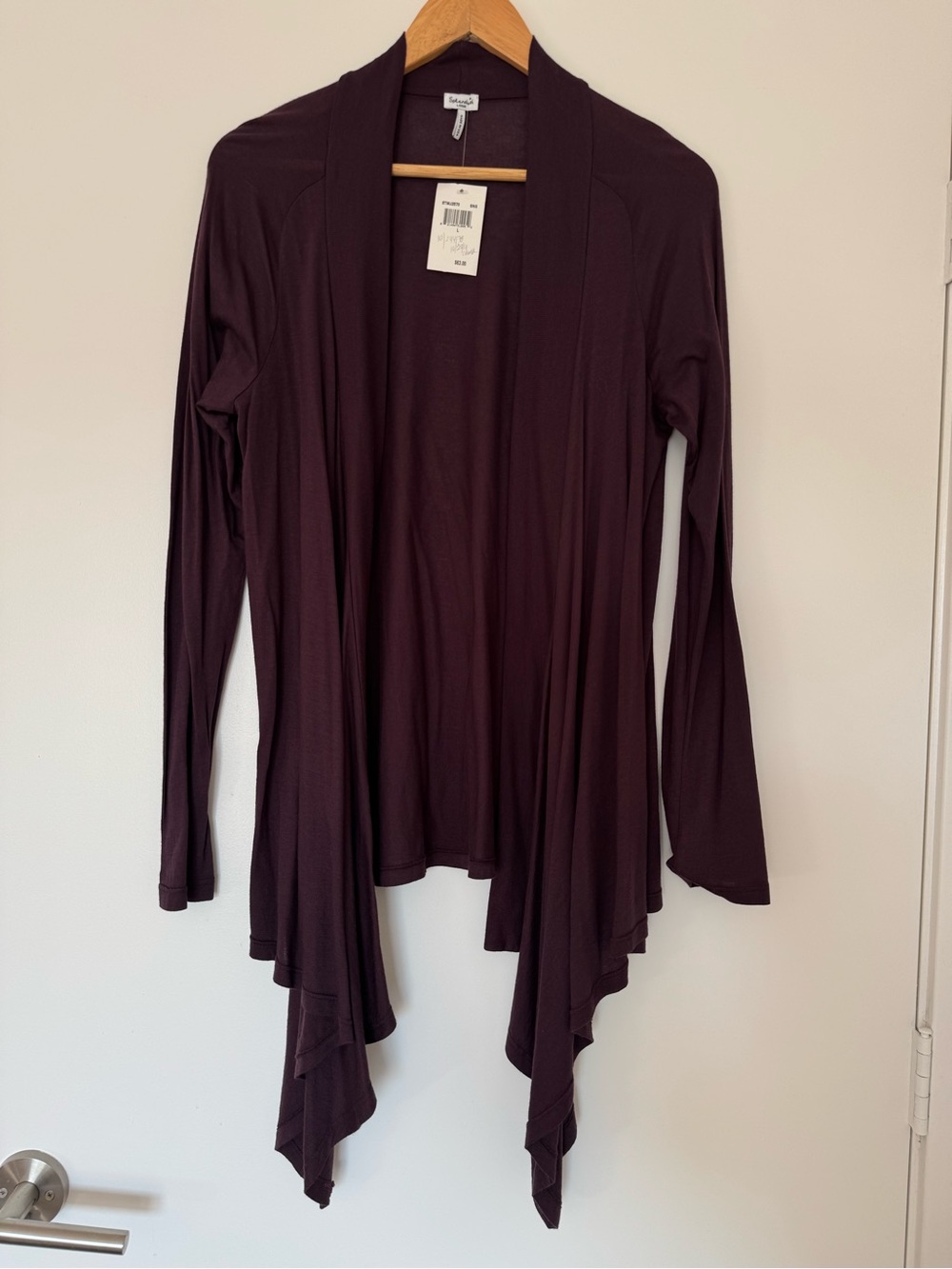 Splendid Women's Very Light Jersey Open Cascading Cardigan Size Large Purple